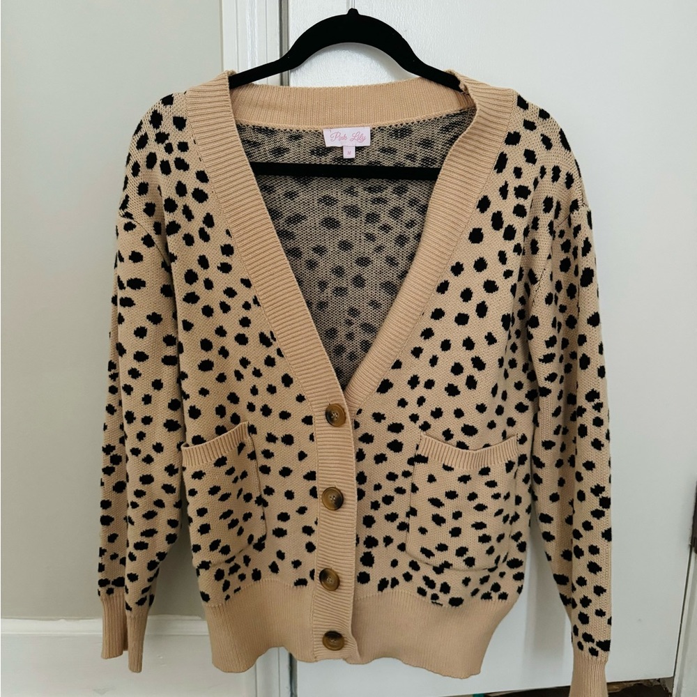 Pink Lily Cheetah Print Cardigan Size M